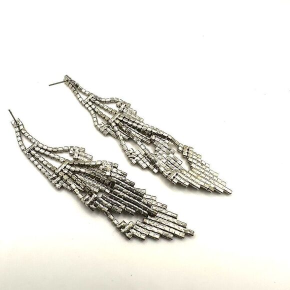 Long rhinestone triple layer statement earrings - Picture 7 of 10